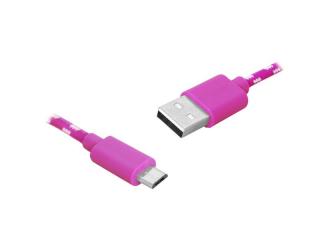 Kabel USB-microUSB, 1m, różowy.