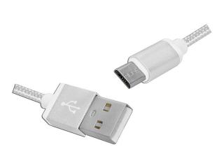 Kabel USB -microUSB 1m w oplocie biały