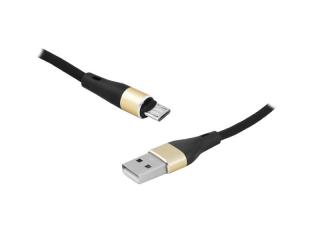 Kabel USB - microUSB 1m w oplocie czarny