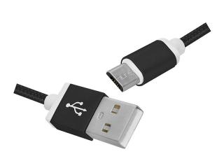 Kabel USB -microUSB 1m w oplocie czarny