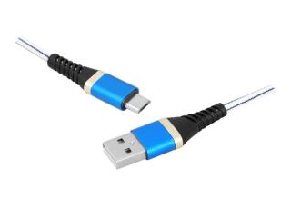 Kabel USB - microUSB 1m w oplocie niebieski