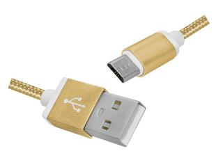Kabel USB -microUSB 1m w oplocie złoty