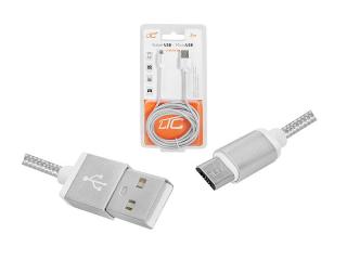 Kabel USB -microUSB 2m, srebrny.