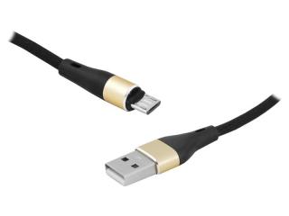Kabel USB - microUSB 2m w oplocie czarny