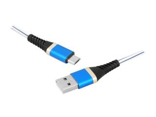 Kabel USB - microUSB 2m w oplocie niebieski