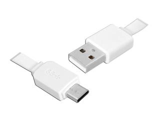 Kabel USB - Type-C 1m, płaski, biały.