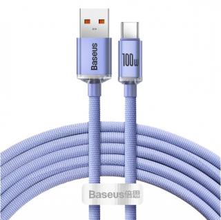Kabel USB-Type-C 2m, 5A, 100W, BASEUS Crystal Quick Charge.