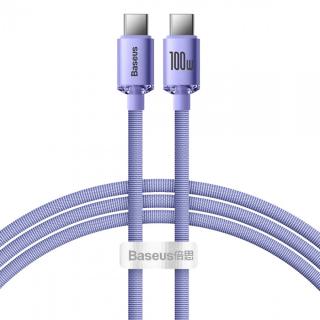 Kabel USB Type-C -Type-C, 2m, 5A, 100W, BASEUS Crystal Quick Charge.
