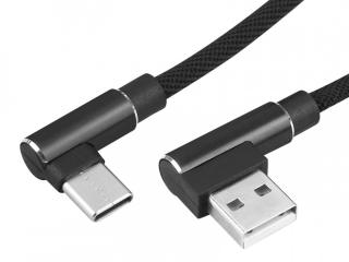 Kabel USB - USB C kątowy KK21P, czarny.