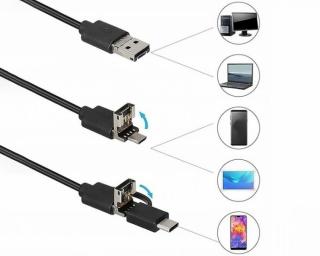 KAMERA ENDOSKOPOWA , inspekcyjna 2m OBIEKTYW 8/7/5,5mm USB/C/MICRO