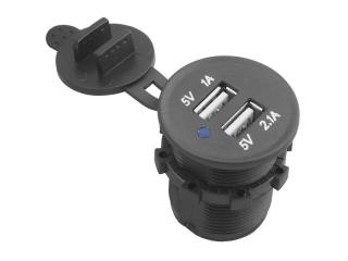Ładowarka sam.uniwersalna USB 12/24V 5V/1A+2,1A do zabudowy zamykana