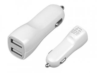 Ładowarka samochodowa dual USB 2.1A  biała.