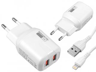 ŁADOWARKA SIECIOWA SOMOSTEL 2,4A/2xUSB DUAL+KABEL IPHONE SMS-A139 BIAŁA