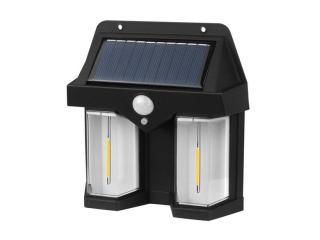 Lampa ścienna solarna 2 żarówki COB ,2W ,światło ciepłe białe,akumulator 1800mAh,czujnik ruchu i zmierzchu