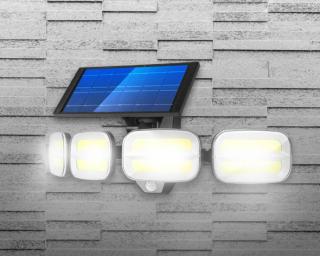 Lampa ścienna solarna regulowana  LTC, 8*COB 800lm,  czujnik ruchu, P65, akumulator 4800mAh + pilot