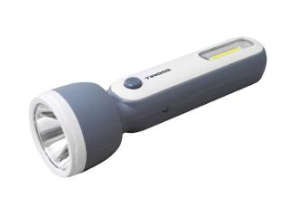 Latarka ręczna 1-LED 3W+COB 1W z akumulatorem 1200mAh, szara, kabel micro USB, ładowanie 4godz. w pozycji wyłączenia.