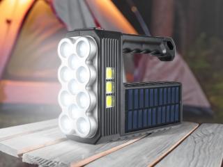 Latarka ręczna solarna LTC 11-LED XPE+3x COB 800lm 5W, aku.1200mAh, + ładowanie solarne, IP65,MicroUSB