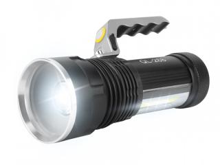 Latarka ręczna szperacz LED 5W/COB 3W, SOS, ALU, 800lm, ZOOM, akumul.2x18650, kabel MicroUSB.