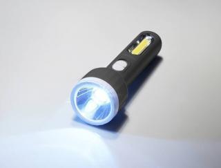 Latarka ręczna TS-1856 1-LED 3W+1-LED COB 2W z akumulatorem 1200mAh,czarna.