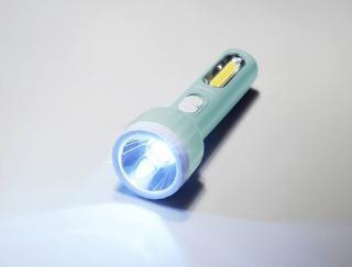 Latarka ręczna TS-1856 1-LED 3W+1-LED COB 2W z akumulatorem 1200mAh,zielona.