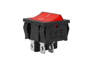Przełącznik kołyskowy prostokąt szeroki podświetlany czerwony 0-1 6A 250V 4 pin HQ LECI.