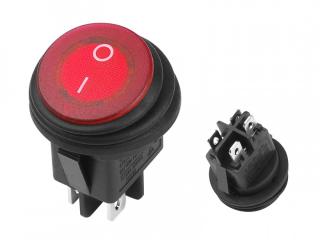 Przełącznik okrągły wodoodporny IP65 0-1 czerwony podświetlany LED 6A 250V