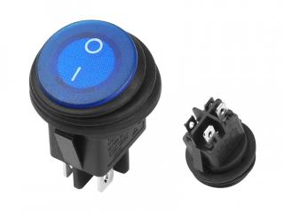 Przełącznik okrągły wodoodporny IP65 0-1 niebieski podświetlany LED 6A 250V