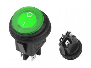 Przełącznik okrągły wodoodporny IP65 0-1 zielony podświetlany LED 6A 250V