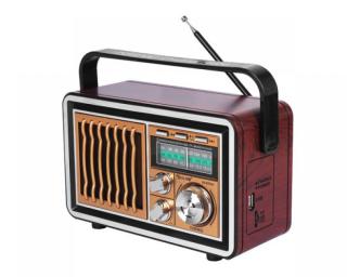 Radio przenośne Drawa Retro, Bluetooth, FM, USB, SD, AUX, złote