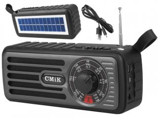 Radio przenośne MK-101 Bluetooth, USB, MicroSD, AUX, z panelem solarnym, akumulator 1200 mAh.
