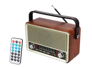 Radio przenośne Raba Retro Bluetooth, FM, USB, SD, AUX z pilotem, złote