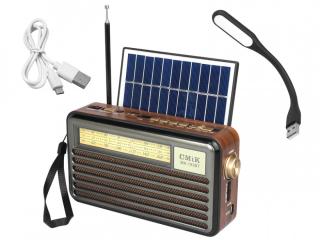 Radio przenośne RETRO z panelem solarnym MK-193BT Bluetooth,USB,TF,lampka LED USB z akumlatorem