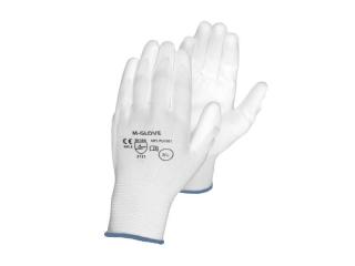 Rękawice ochronne 9" z poliestru, powlekane poliuretanem, białe (12par).