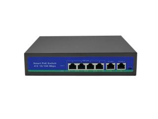 Switch 4 portowy PoE 10/100 Mbps 802.3af/at + 2x Uplink 10/100 Mbps, 78/W, tryb Extend (250m)