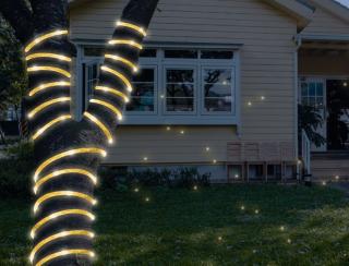 Sznur ozdobny 100 LED z brokatem, złoty, światło ciepłe białe
