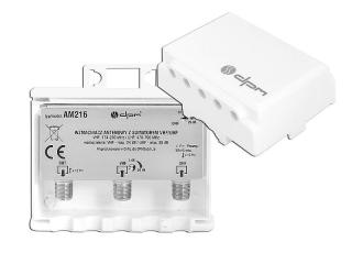 Wzmacniacz antenowy 12V z sumatorem VHF+UHF, regulacja wzmocnienia ,VHF max.30dB, UHF max.36dB.