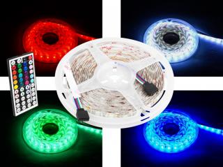 Zestaw: Sznur diod.RGB IP65 300diod SMD5050 5m +sterownik +zasilacz,pilot 44 przyciski
