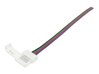 Złącze taśmy LED RGB 10mm, zatrzask z przewodami.