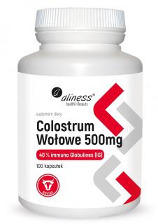 Colostrum Wołowe IG 40% 500 mg 100 kaps. - Aliness