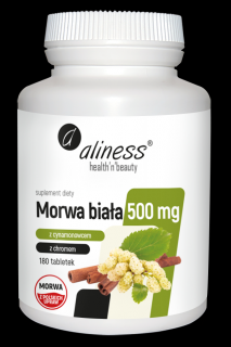 Morwa biała 4:1 z cynamonowcem i chromem 500 mg 180 tabletek - Aliness