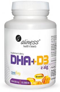 Omega DHA 300 mg z alg + D3 2000IU 60 kaps. - Aliness