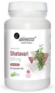 Shatavari ekstrakt 30% 500mg 100 kaps vege - Aliness