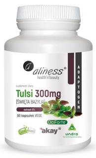 TULSI (ŚWIĘTA BAZYLIA) extract 5% 300mg x 90 Vege caps - Aliness