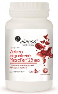 Żelazo organiczne MicroFerr 25 mg x 100 tabletek VEGE