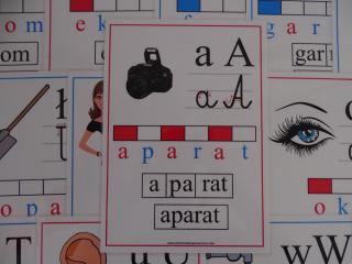 Alfabet obrazkowo-słowny - karty edukacyjne wersja 3 z kierunkiem pisania liter