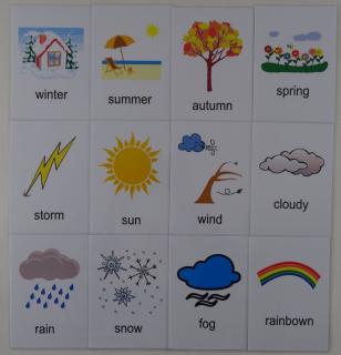 Pogoda / pory roku karty edukacyjne wersja w j. angielskim