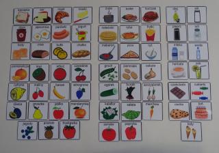 Żywność / Śniadanie, Obiad, Podwieczorek, Kolacja, Owoce, Warzywa - piktogramy