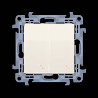 KONTAKT SIMON - Łącznik schodowy podwójny z podświetleniem LED (moduł) 10AX, 250V~, zaciski śrubowe; krem - CW6/2L.01/41