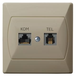 OSPEL - GNIAZDO KOMPUTEROWO-TELEFONICZNE RJ45 KAT. 5E+RJ11 4-STYKI BEŻ AKCENT - GPKT-A/F/01