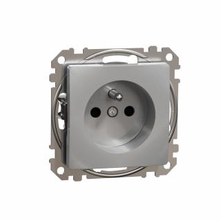 SCHNEIDER ELECTRIC - Gniazdo 2P+PE z przesłonami, srebrne aluminium Sedna Design - SDD113011